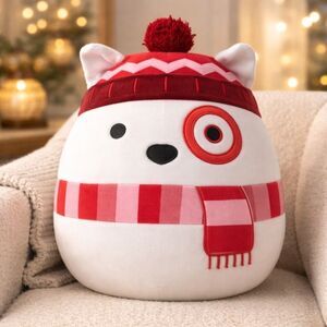 Cozy Red and White Stuffed Animal